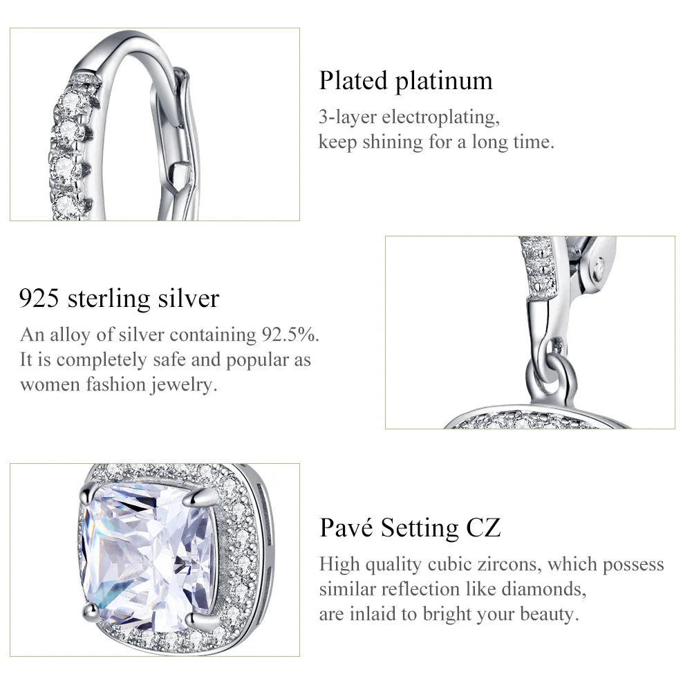 Dazzling Cubic Zircon Drop Earrings - 925 Sterling Silver Dazzling Cubic Zircon Drop Earrings - 925 Sterling Silver
